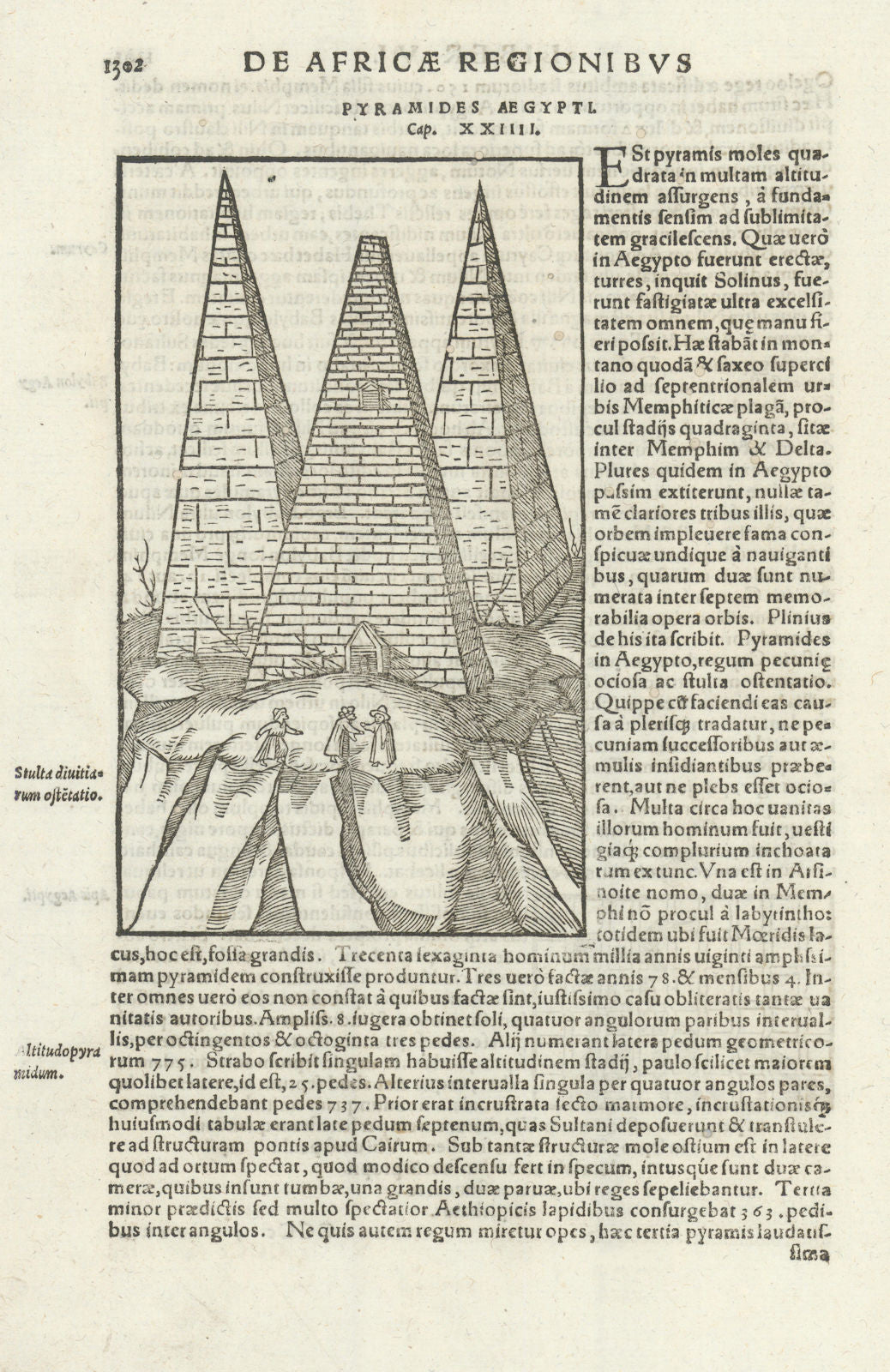 Pyramides Aegypti. Pyramids of Giza, Egypt. SEBASTIAN MÜNSTER 1572 old print